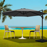 Instahut 3m Outdoor Umbrella w/Base Cantilever Beach Roma 360 Degree Tilt Charcoal - Close-Up Angle