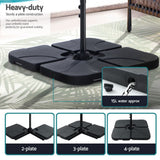 Instahut 3m Outdoor Umbrella w/Base Cantilever Beach Roma 360 Degree Tilt Grey - Rear View
