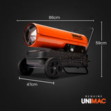 UNIMAC 30KW Portable Industrial Diesel Direct Forced Air Space Heater - Rear View