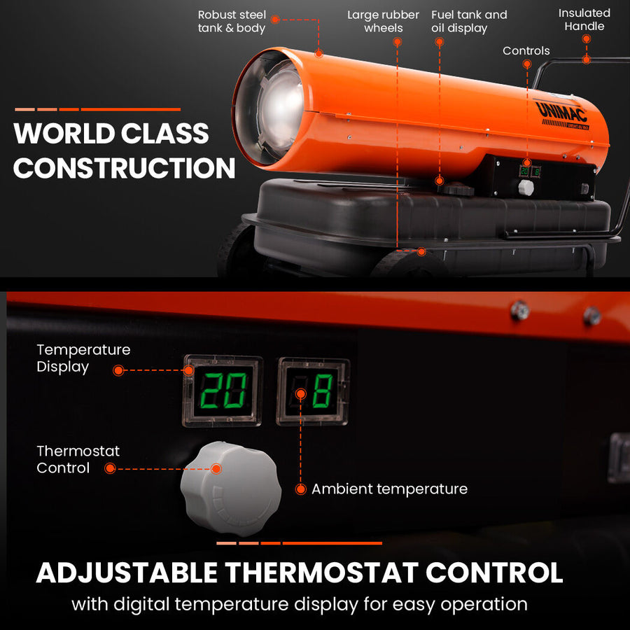UNIMAC 50KW Portable Industrial Diesel Direct Forced Air Space Heater
