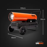 UNIMAC 50KW Portable Industrial Diesel Direct Forced Air Space Heater - Rear View