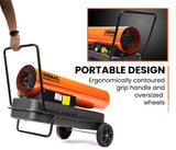 UNIMAC 50KW Portable Industrial Diesel Direct Forced Air Space Heater - Side View