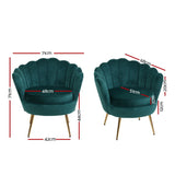 Artiss Armchair Velvet Green Callista - Front View