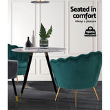 Artiss Armchair Velvet Green Callista - 45-Degree Angle