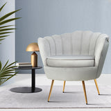 Artiss Armchair Velvet Grey Callista - Close-Up Angle
