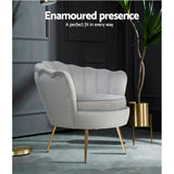 Artiss Armchair Velvet Grey Callista - Front View