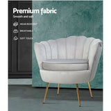 Artiss Armchair Velvet Grey Callista - Side View