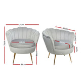 Artiss Armchair Velvet Grey Callista - Rear View