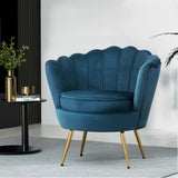 Artiss Armchair Velvet Blue Callista - Close-Up Angle