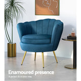 Artiss Armchair Velvet Blue Callista - Top-Down View