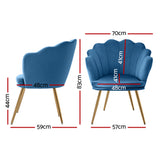 Artiss Armchair Velvet Blue Callista - Side View