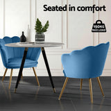 Artiss Armchair Velvet Blue Callista - Close-Up Angle