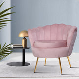 Artiss Armchair Velvet Pink Callista - Close-Up Angle