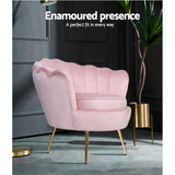 Artiss Armchair Velvet Pink Callista - Side View