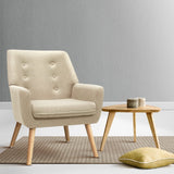 Artiss Armchair Linen Fabric Anne Beige - Low Angle