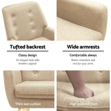 Artiss Armchair Linen Fabric Anne Beige - Side View
