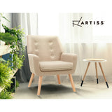 Artiss Armchair Linen Fabric Anne Beige - Rear View