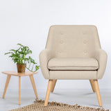 Artiss Armchair Linen Fabric Anne Beige - Close-Up Angle