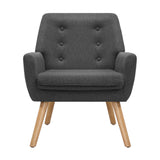 Artiss Armchair Linen Fabric Anne Charcoal - Side View