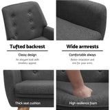Artiss Armchair Linen Fabric Anne Charcoal - Top-Down View