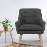 Artiss Armchair Linen Fabric Anne Charcoal - Close-Up Angle