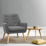 Artiss Armchair Linen Fabric Grey Charcoal - Low Angle
