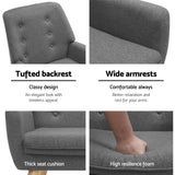 Artiss Armchair Linen Fabric Grey Charcoal - Side View
