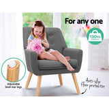 Artiss Armchair Linen Fabric Grey Charcoal