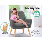 Artiss Armchair Linen Fabric Grey Charcoal - 45-Degree Angle