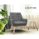 Artiss Armchair Linen Fabric Grey Charcoal - Rear View