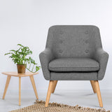 Artiss Armchair Linen Fabric Grey Charcoal - Close-Up Angle