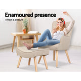 Artiss Armchair Set with Ottoman Beige Lansar - Top-Down View