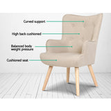 Artiss Armchair Set with Ottoman Beige Lansar - 45-Degree Angle