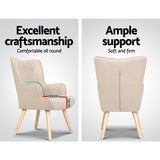 Artiss Armchair Set with Ottoman Beige Lansar - Rear View