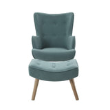 Artiss Armchair Set with Ottoman Blue Lansar - Side View