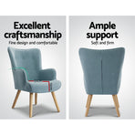 Artiss Armchair Set with Ottoman Blue Lansar, image 6