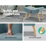 Artiss Armchair Set with Ottoman Blue Lansar - Rear View