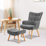 Artiss Armchair Set with Ottoman Grey Lansar - Low Angle