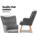 Artiss Armchair Set with Ottoman Grey Lansar - Side View