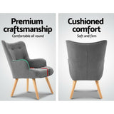Artiss Armchair Set with Ottoman Grey Lansar - Top-Down View