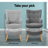 Artiss Armchair Set with Ottoman Grey Lansar - Rear View