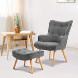 Artiss Armchair Set with Ottoman Grey Lansar - Close-Up Angle