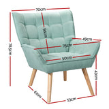 Artiss Armchair Lounge Chair Accent Chairs Sofa Linen Fabric Cushion Seat Blue - Front View