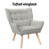 Artiss Armchair Lounge Chair Accent Chairs Sofa Linen Fabric Cushion Seat Grey - Top-Down View