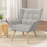 Artiss Armchair Lounge Chair Accent Chairs Sofa Linen Fabric Cushion Seat Grey - Close-Up Angle