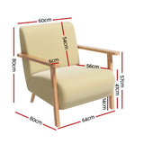 Artiss Armchair Velvet Yellow Olie - Front View