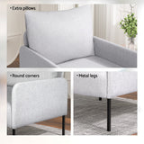 Artiss Armchair Accent Chair Pillow Fabric Grey - 45-Degree Angle