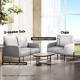 Artiss Armchair Accent Chair Pillow Fabric Grey - Rear View