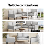 Artiss Armchair 4 Seater Sofa Set Pillow Gery Kane - Rear View