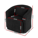 Artiss Round Swivel Armchair Sherpa Fleece Black - Front View